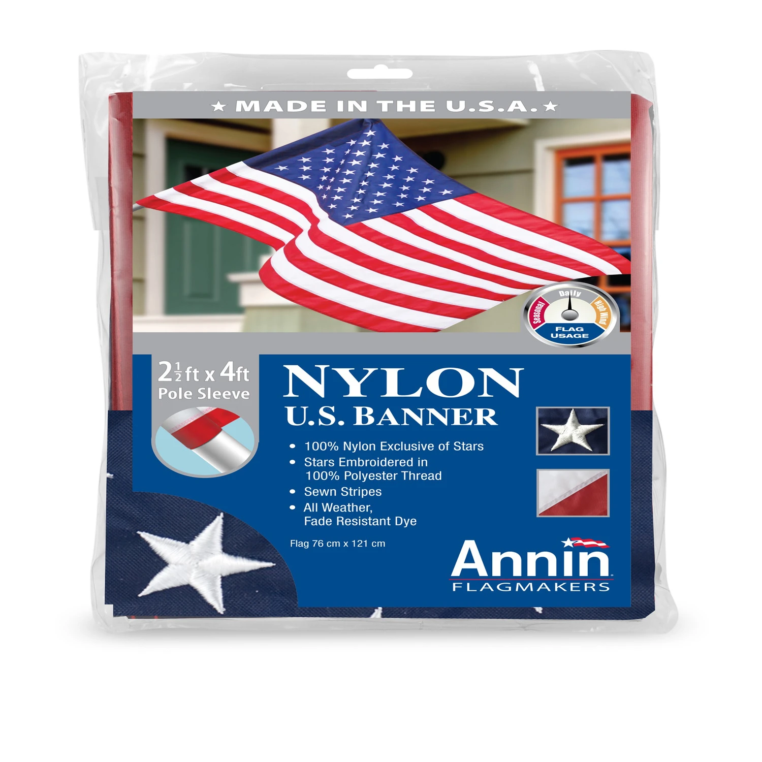 Nylon Replacement U.S. Flag, 2-1/2 x 4 Ft.