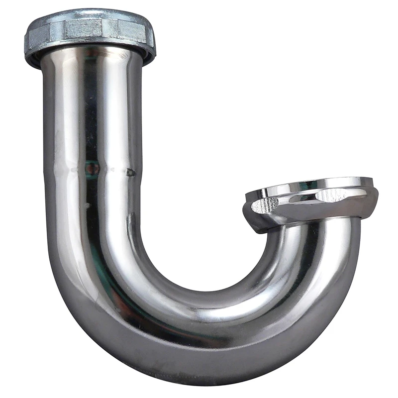 Sink Trap J-Bend, With Clean Out, Chrome Plated, 1-1/4 x 1-1/4 In.