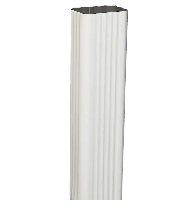Gutter Downspout, White Galvanized Steel, 2 x 3 In. x 10 Ft.