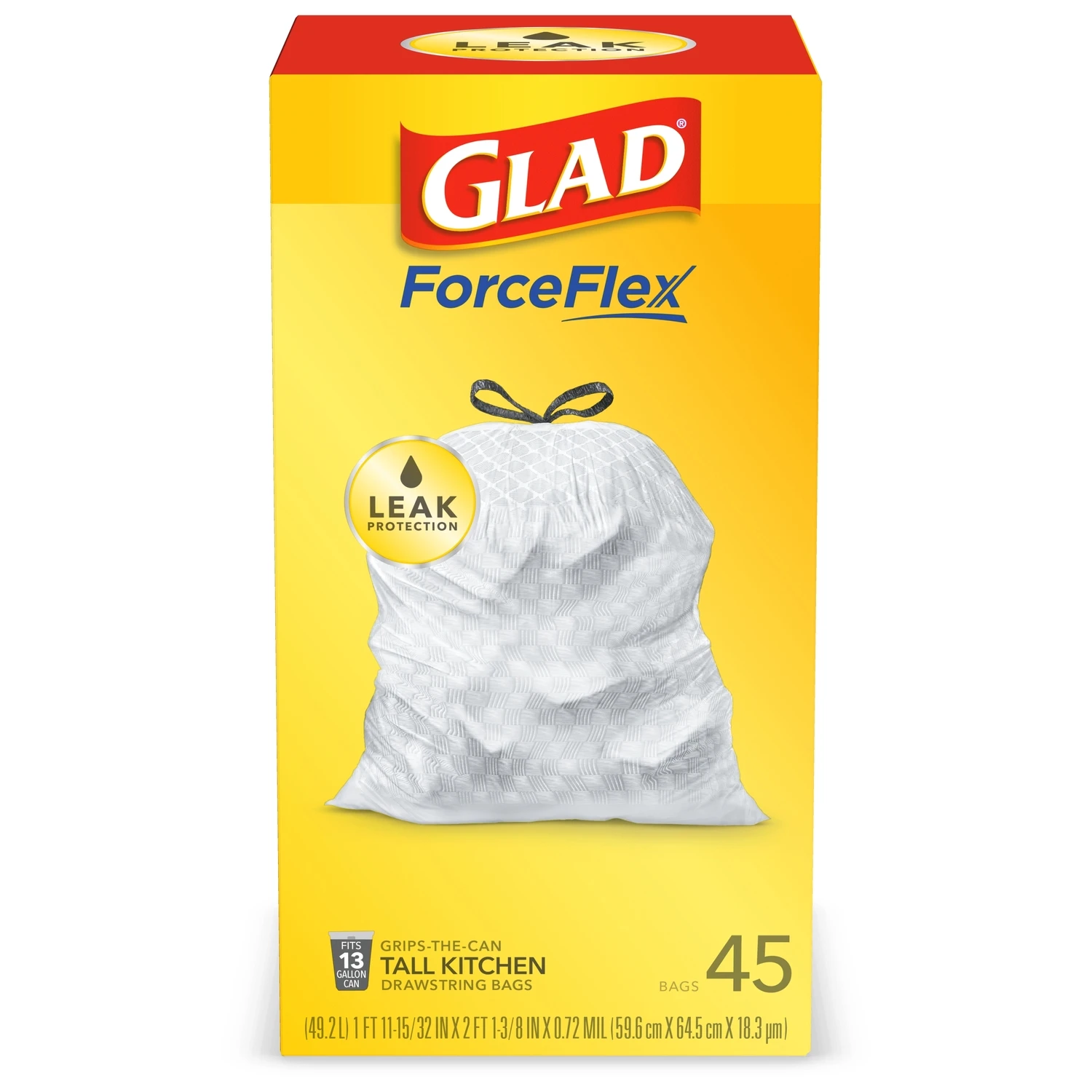 Tall Kitchen Trash Bags, Drawstring Closure, White, 13 Gallon, 45-Ct.