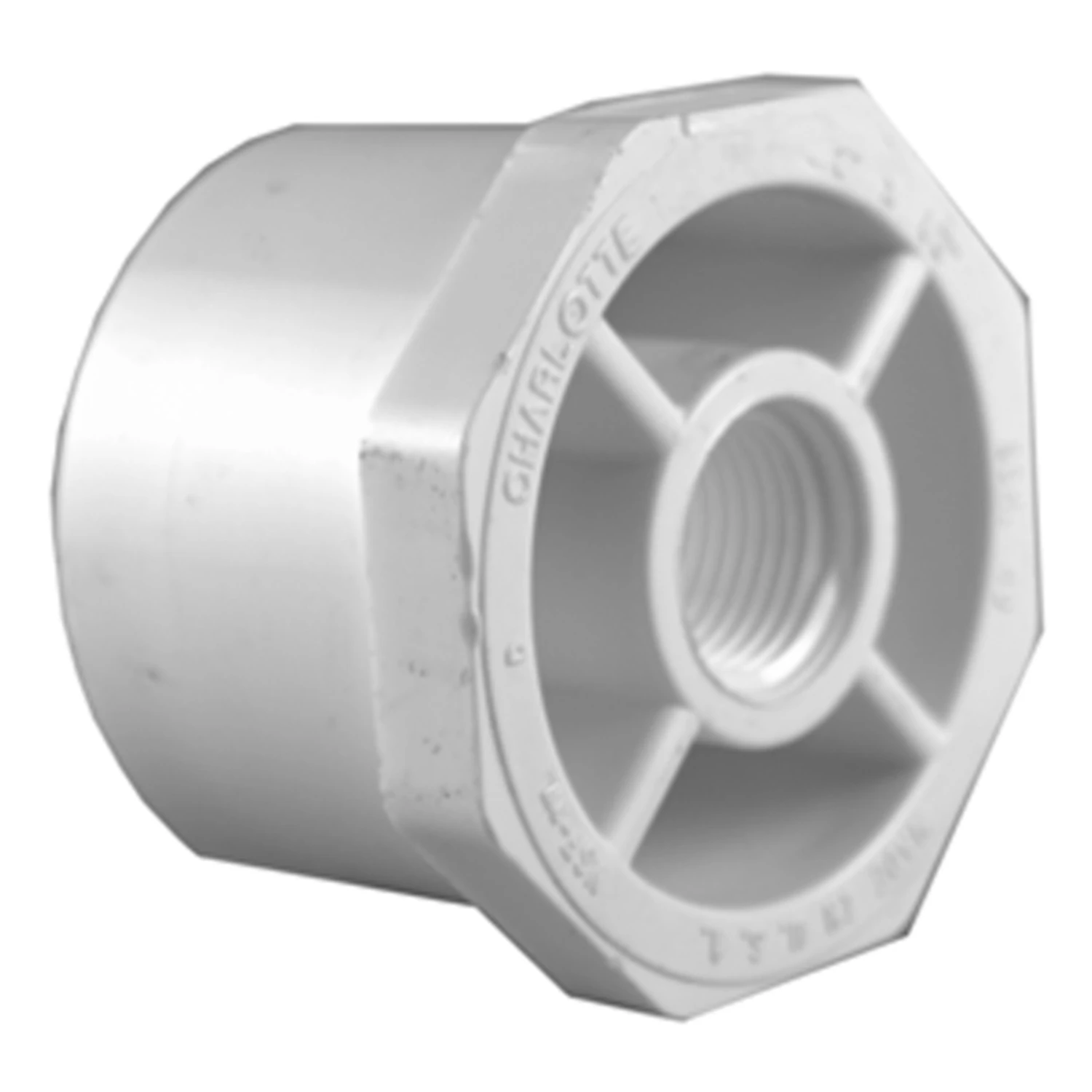 Schedule 40 Pipe Reducer Bushing, Spigot x Thread, 1-1/2 x 1/2 In.