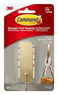 Medium Satin Brass Hook, 2 Strips