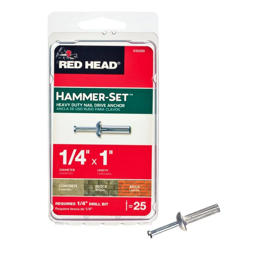 Hammer-Set Nail Drive Anchors, 1/4 x 1 In., 25-Pk.