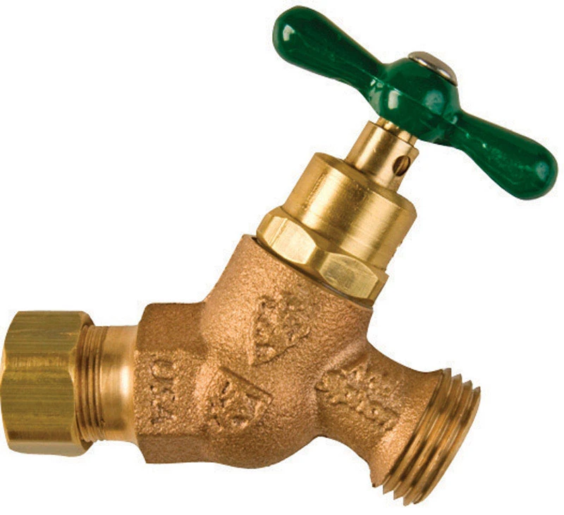 No-Kink Hose Bibb With Vacuum Breaker, Lead-Free, 1/2 Copper Compression x 3/4 In. Hose Thread