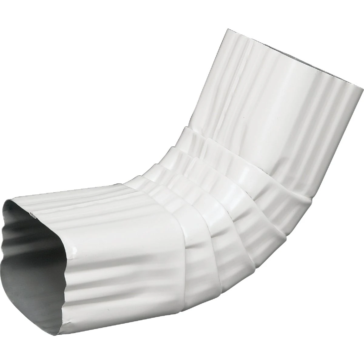 Gutter Front Elbow, Style A, 75 Degree, White Galvanized Steel, 2 x 3 In.