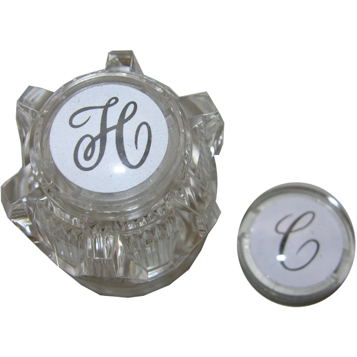 Twin Faucet Handle, Clear with Buttons