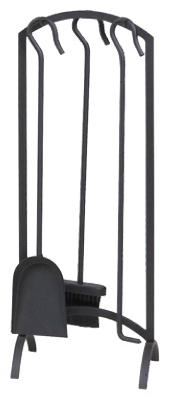 4-Pc. Fireplace Tool Set, Arch Top. Black