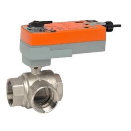 Belimo B340+AFRB24 1.5" 3-Way 2-Position SR Characterized Control Valve 180 Lb-In 37Cv 24V
