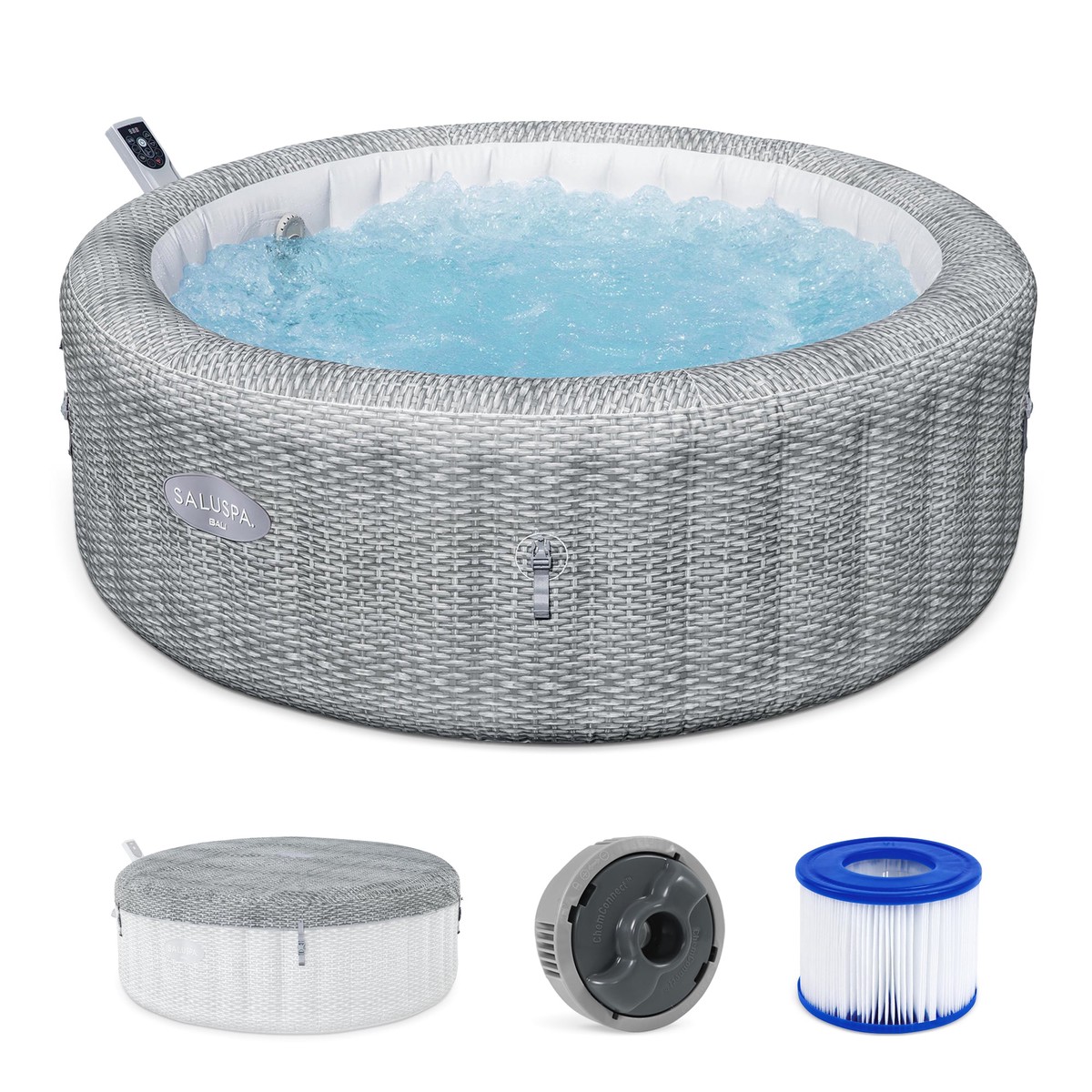 Bestway SaluSpa Bali Smart AirJet Inflatable Hot Tub w/ EnergySense Cover, Gray
