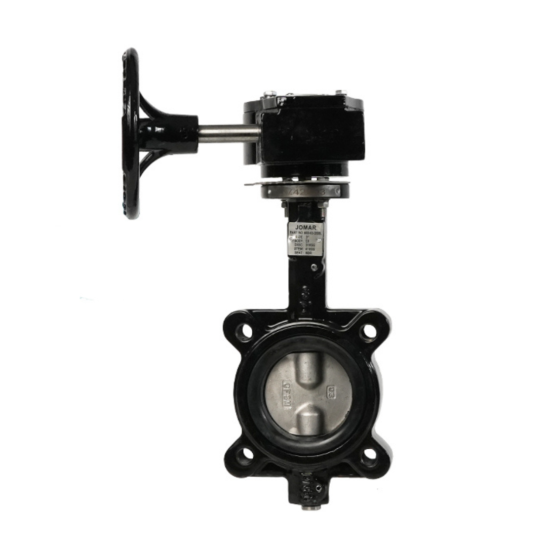 Jomar 600-10DSPG 10 Inch Lug Style Butterfly Valve, Epoxy-Coated Ductile Iron Body, Stainless Steel Disc, PTFE Seat, Gear Operator