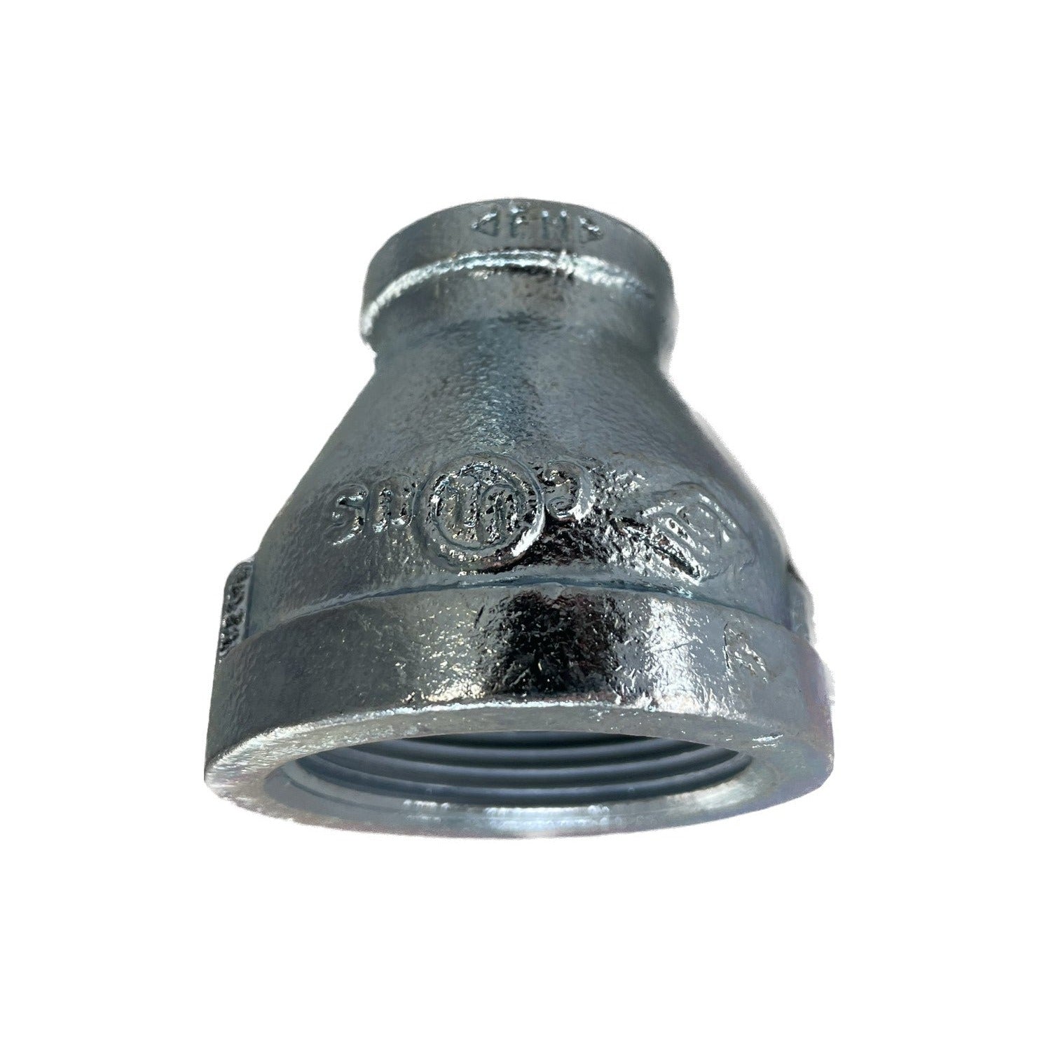 BMI 1-1/2 Inch x 3/4 Inch NPT Galvanized Bell Reducing Coupling, 150#, UL/FM