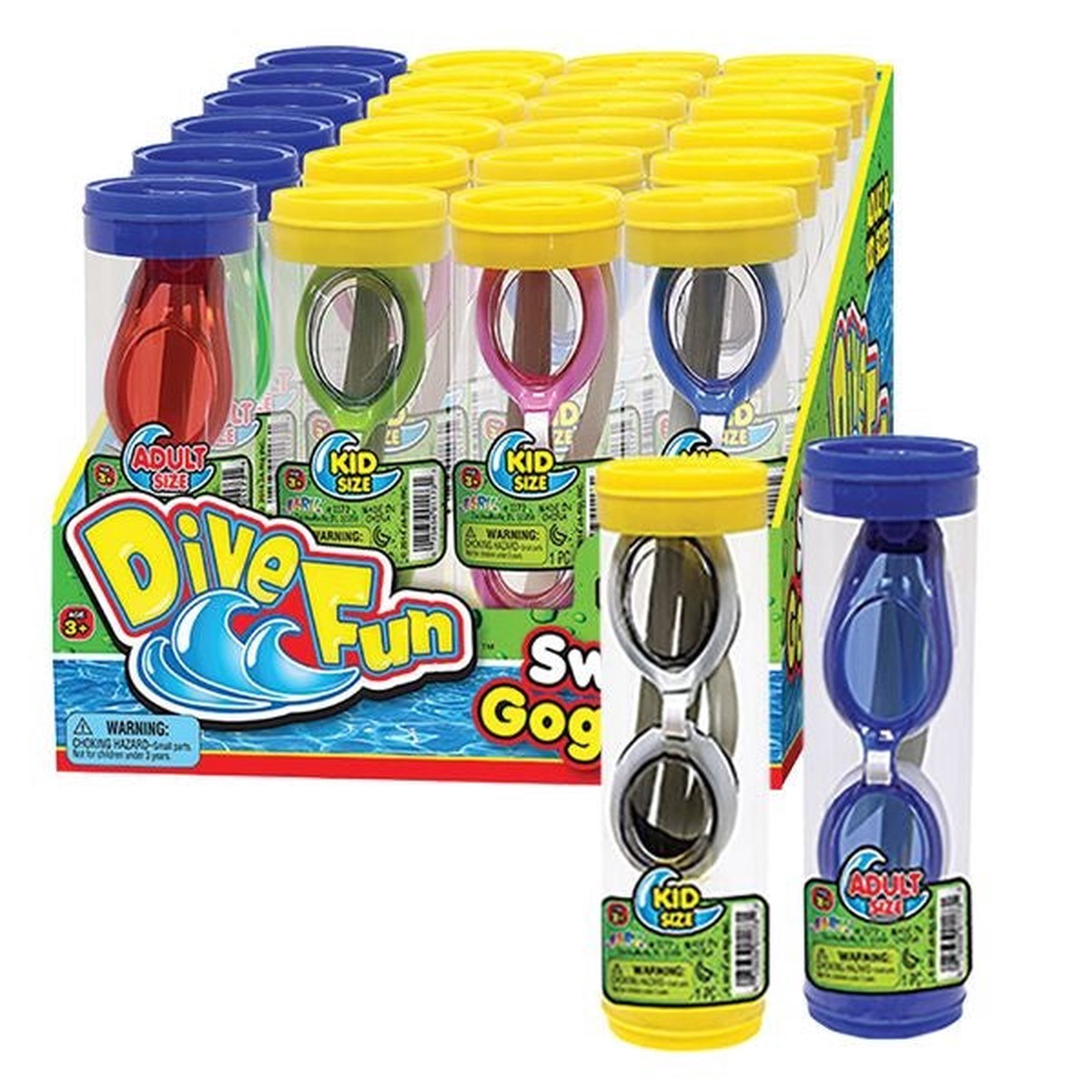 Dive Fun Rubber Swim Goggles, Ages 3+