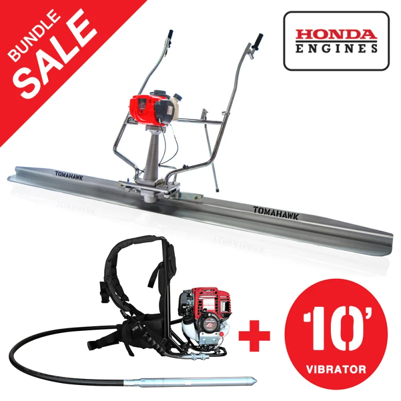 Honda Concrete Finishing Bundle with Magnesium Screed Blade Float and Honda Vibrator with 10″ Whip