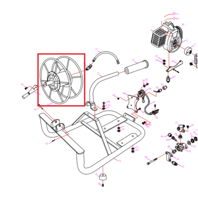Hose Reel with Handle (Part 76) Spare Part for TBS500 1.3HP Skid Sprayer