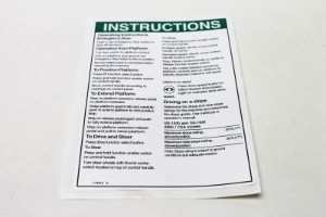 Genie Lift Part # 114413GT - DECAL,NOTICE,OP INST-ANSI,GENV, EA