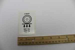 Genie Lift Part # 114244GT - DECAL,LABEL,WHEEL LOAD Z60, EA