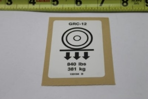 Genie Lift Part # 133194GT - DECAL,LABEL,WHEEL LOAD GRC12, EA