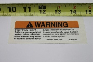 Genie Lift Part # 32885GT - DECAL,SILENT WINCH, EA