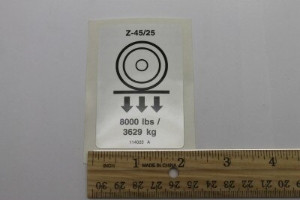 Genie Lift Part # 114023GT - DECAL,LABEL,WHEEL LOAD Z4525, EA