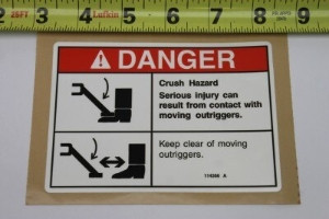 Genie Lift Part # 114366GT - DECAL,FOOT CRUSH,OUTRIGGERS, EA