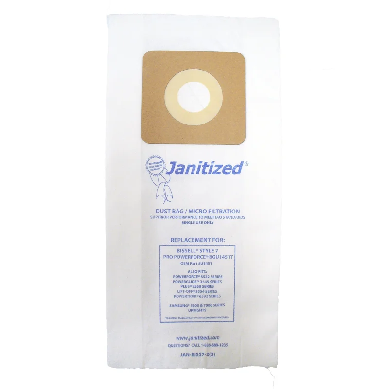 Janitized JAN-BISS7-2(3) Premium Replacement Commercial Vacuum Paper Bag for Bissell Pro Powerforce BGU1451T, Bissell 7 Vacuum Cleaners, OEM#U1451 (Pack of 36)