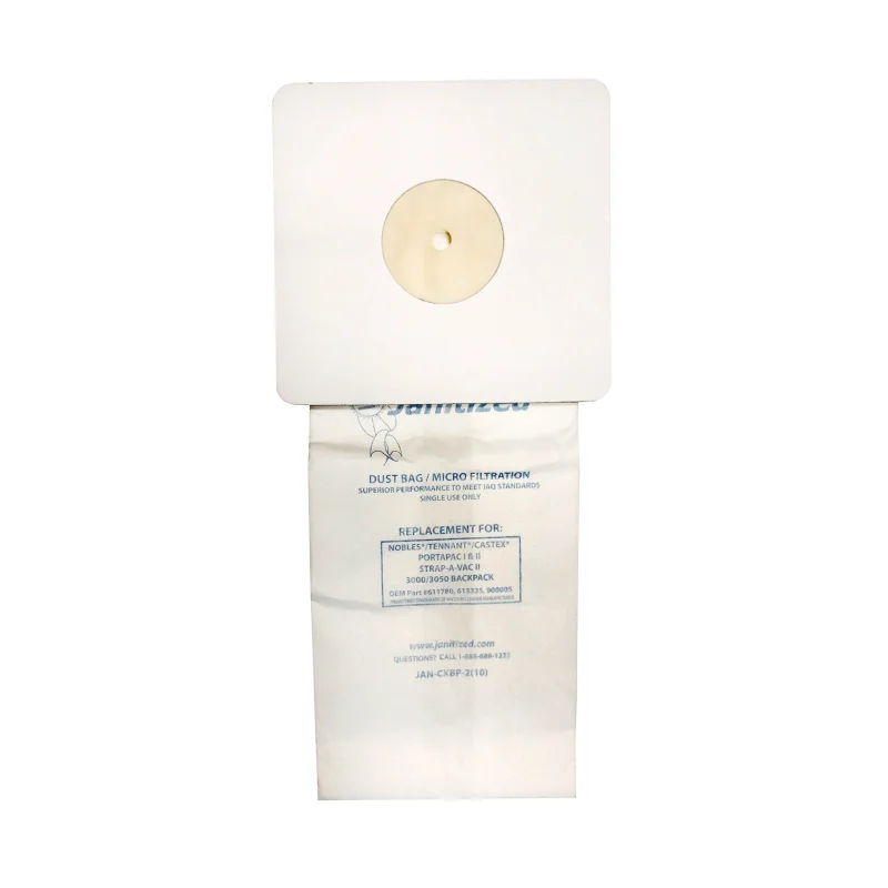 Janitized JAN-CXBP-2(10) Premium Replacement Commercial Vacuum Paper Bag for Nobles Portapac I and II, Tennant Backpack Vacuum Cleaners, OEM# 611780, 900005 and 613325 (Pack of 10)