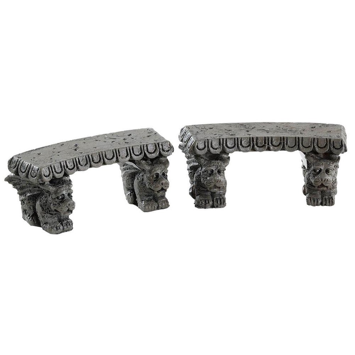 Lemax Spooky Town Gargoyle Stone Benches, Set of 2 #84370