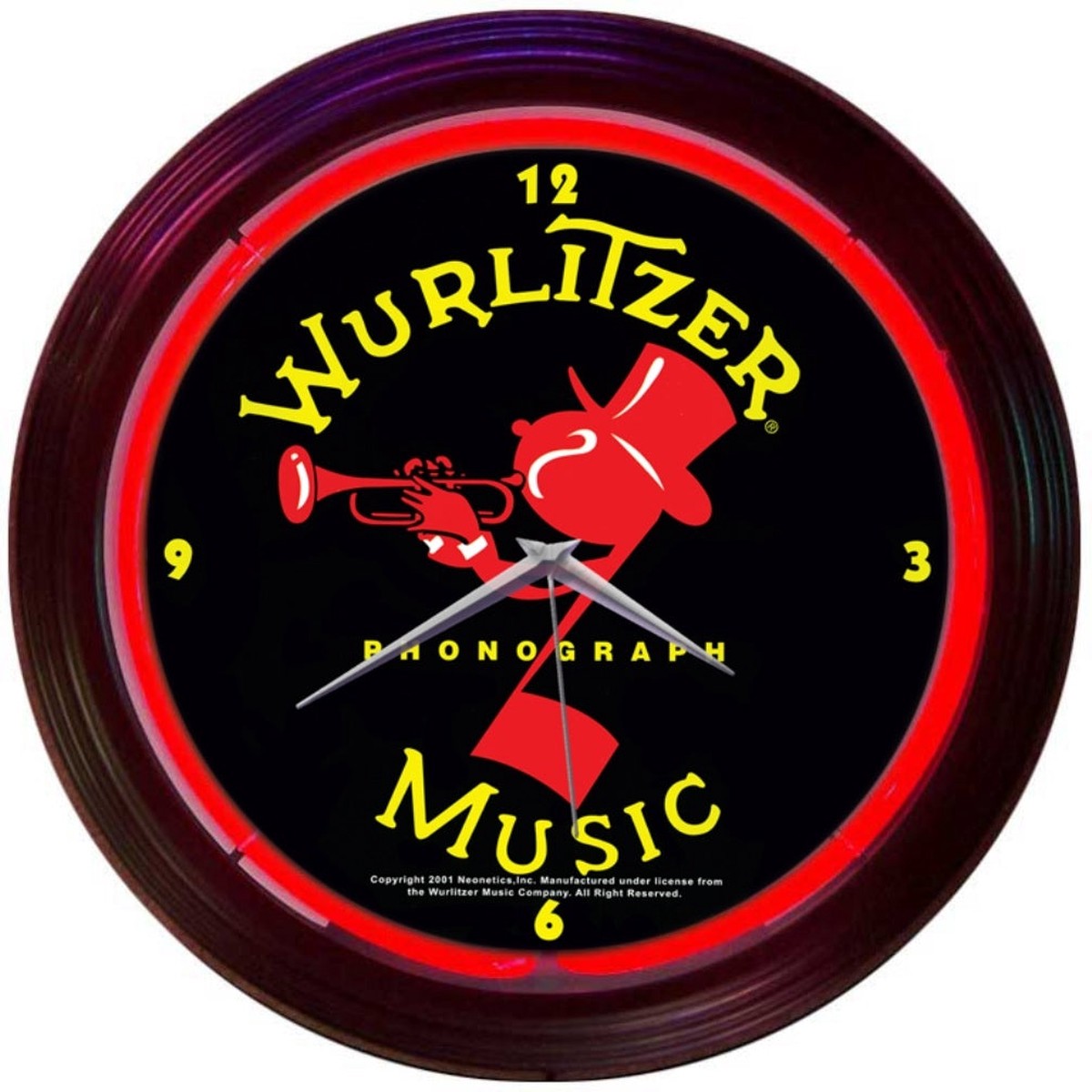 Neonetics Wurlitzer Johnny One Note Neon Clock