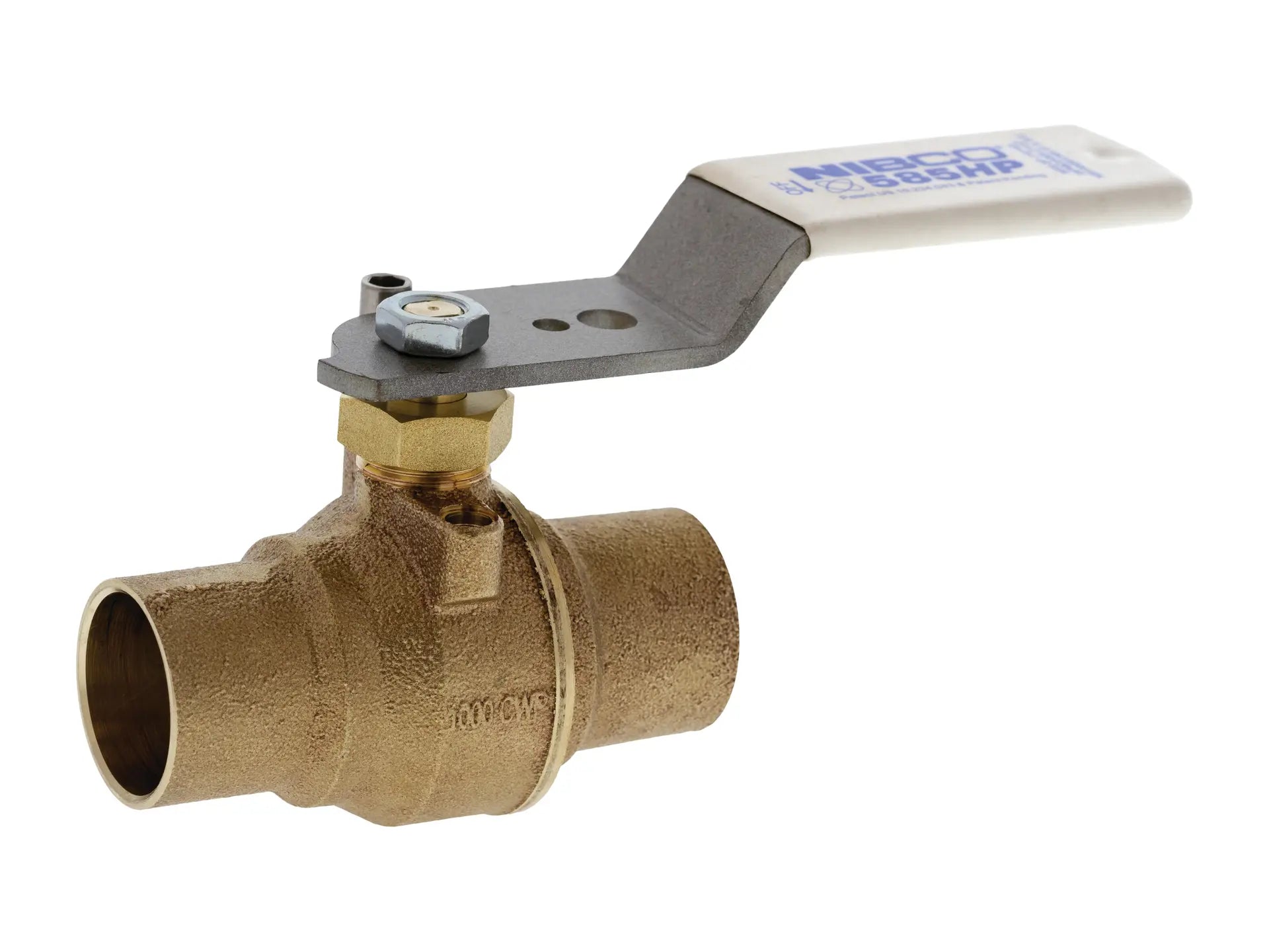 NIBCO HP83HXC, 1-1/2 in. x 1-1/2 in. Solder End HP Brz Ball Valve SS Trim CS STD Handle