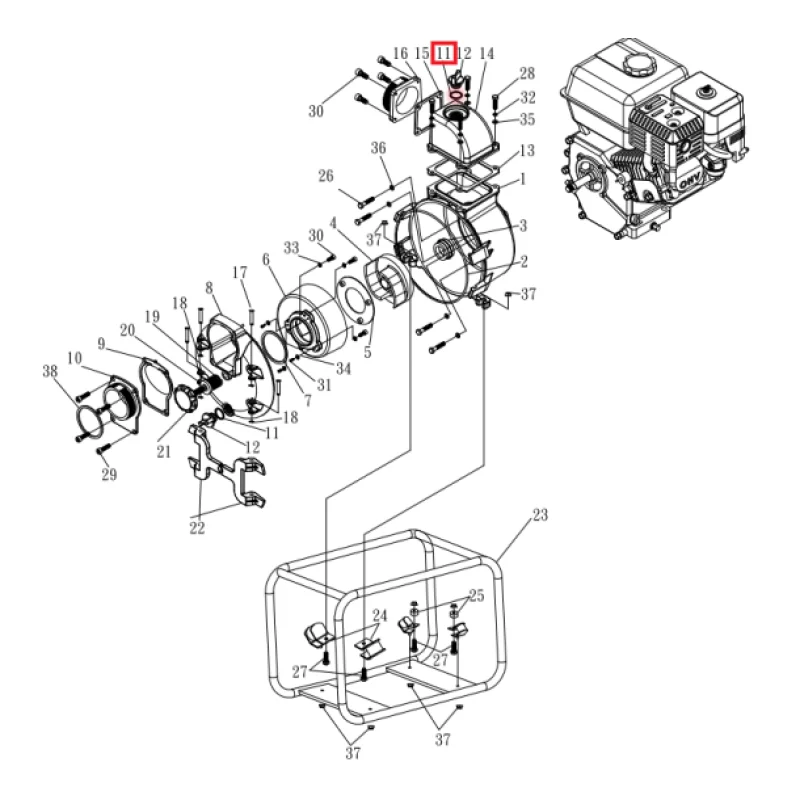 O-Ring Spare Part for TW3H 3″ Honda Trash Pump