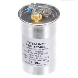 Carrier P291-4574RS Round Run Capacitor 45 + 7.5 MFD, 370/440V 50/60Hz