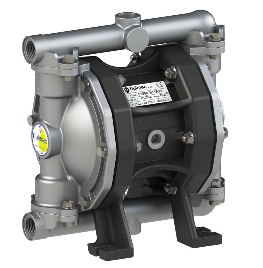 Fluimac Phoenix P0055A-N-NZN5-AB AODD Pump - AL Body - 1/2" FNPT - 18.5 GPM - NBR Seals