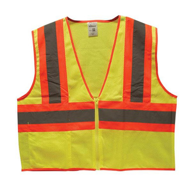 TruForce Class 2 Two-Tone Mesh Safety Vest, Lime, Large