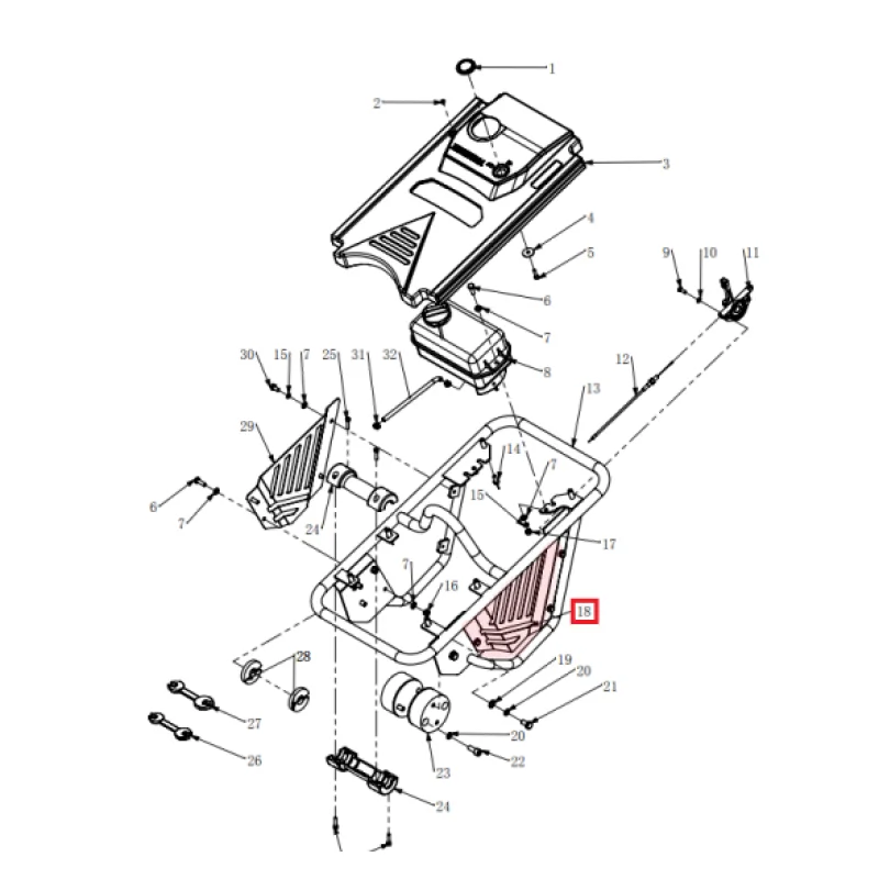 Right Shield Panel (P054) Spare Part for TR68H 3.6HP Honda Rammer