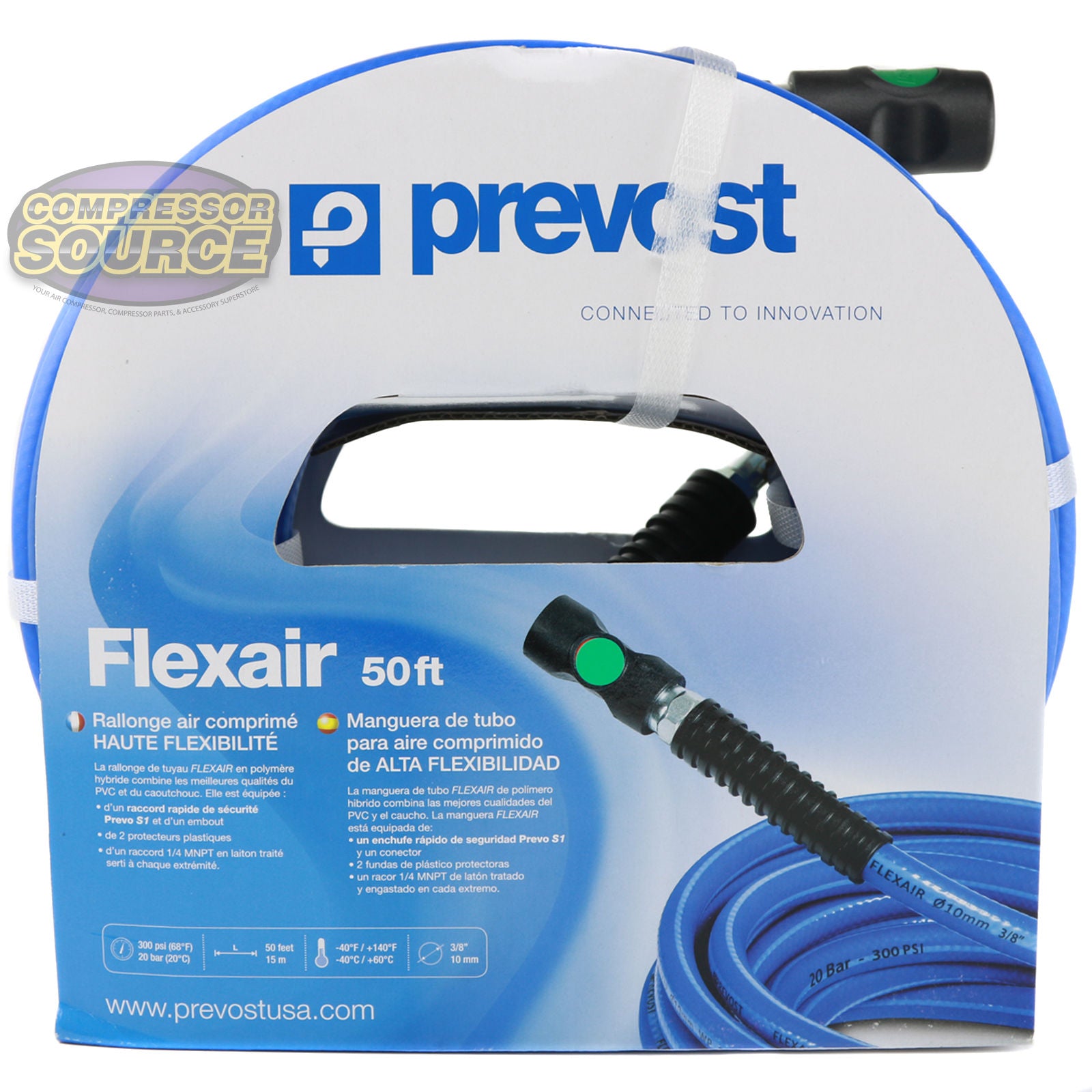 Prevost Flexair 50' x 3/8" Air Hose Prevo S1 High Flow Interchange Coupler