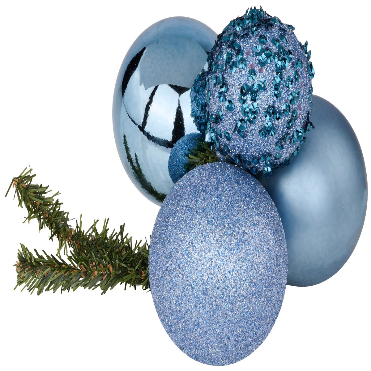 Smoke Blue Sequin Glitter Ball Cluster Decoration