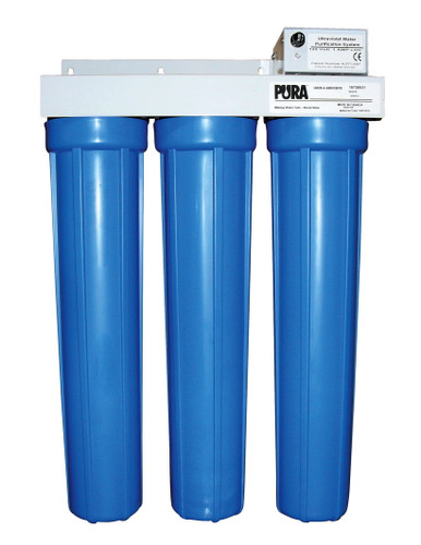 Pura 15730131 UV20-3 SD/CB UV, 5 Micron Sediment Filter & 10 Micron Carbon Filter System, 8 GPM, 115 VAC