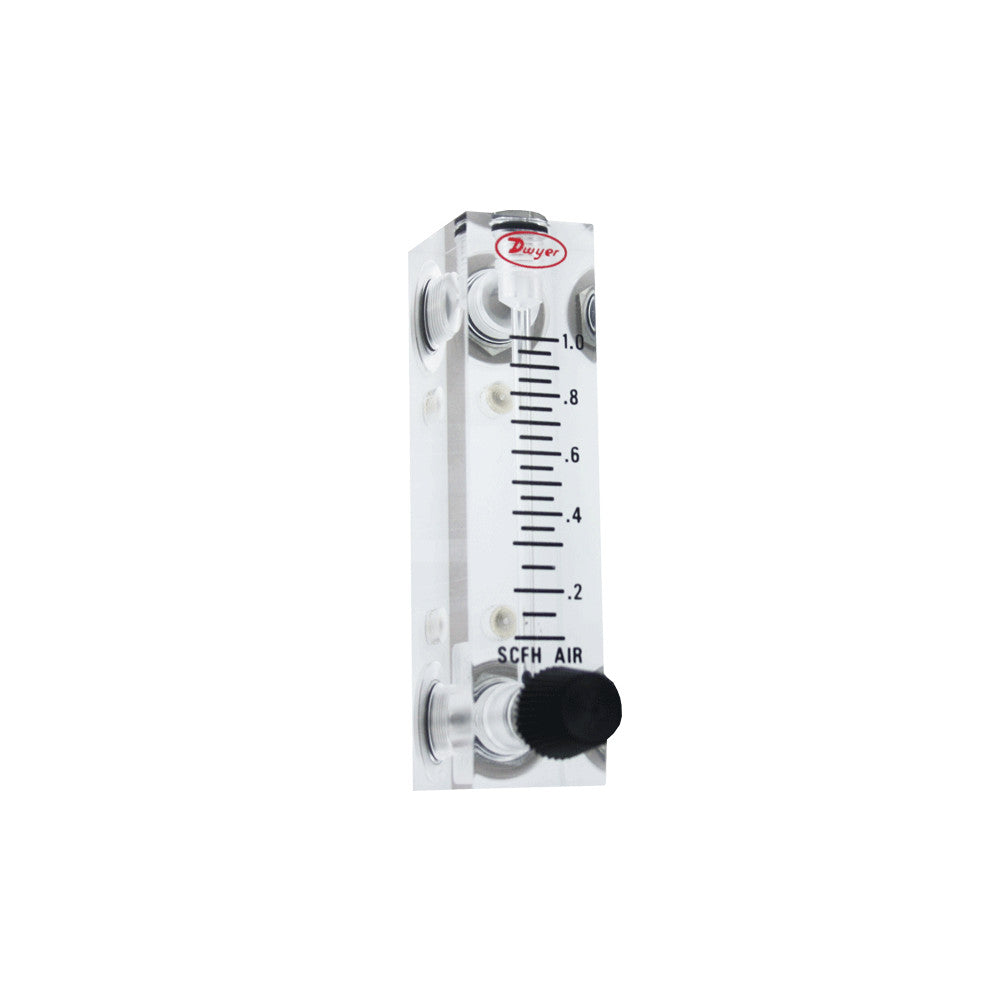 Dwyer VFA-23 Visi-Float Acrylic Flowmeter, 0.6-5 LPM Air, Stainless Steel Valve