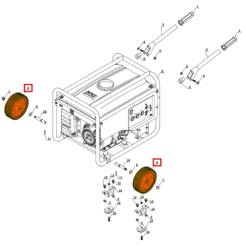 Wheel Kit Spare Part for TWG120A 120 Amp Welder Generator
